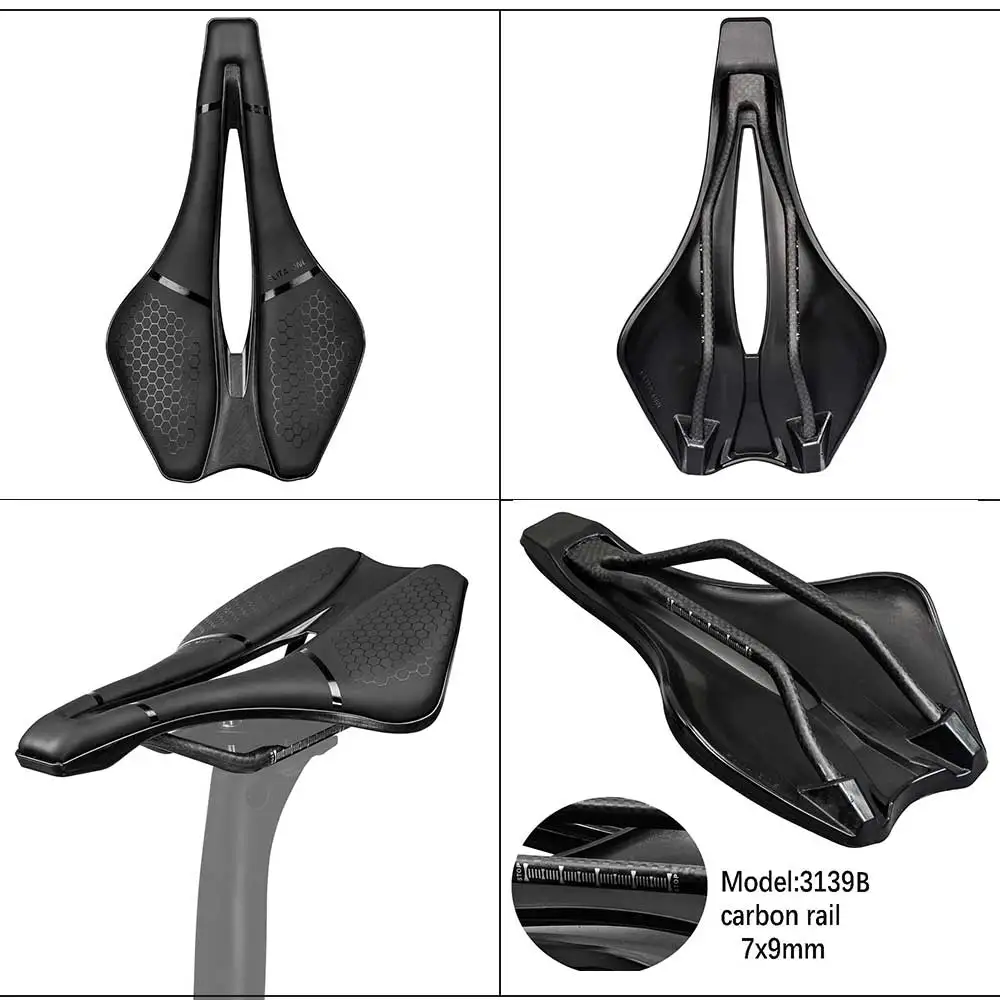 Bicycle Saddle Carbon Fiber Carbon Fiber Rail UD Texture 245x139mm Nylon Bottom Shell Short Nose Hollow Cycling Saddle