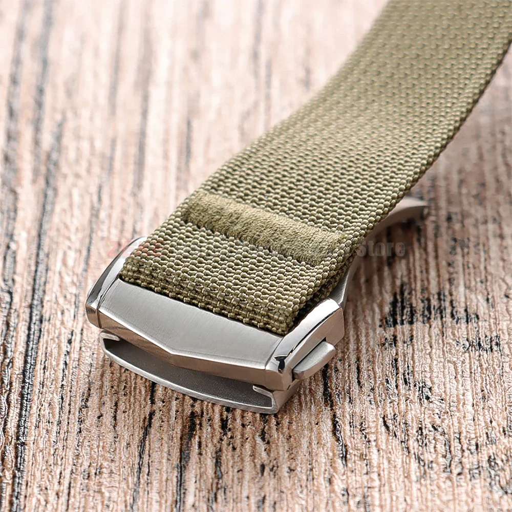 Geripptes Nylon-Uhrenarmband Canvas-Nylon-Armband 20mm 22mm für Omega für Swatch MoonSwatch Herren Sport Wasserdichtes Faltschließe-Armband – Detail 8