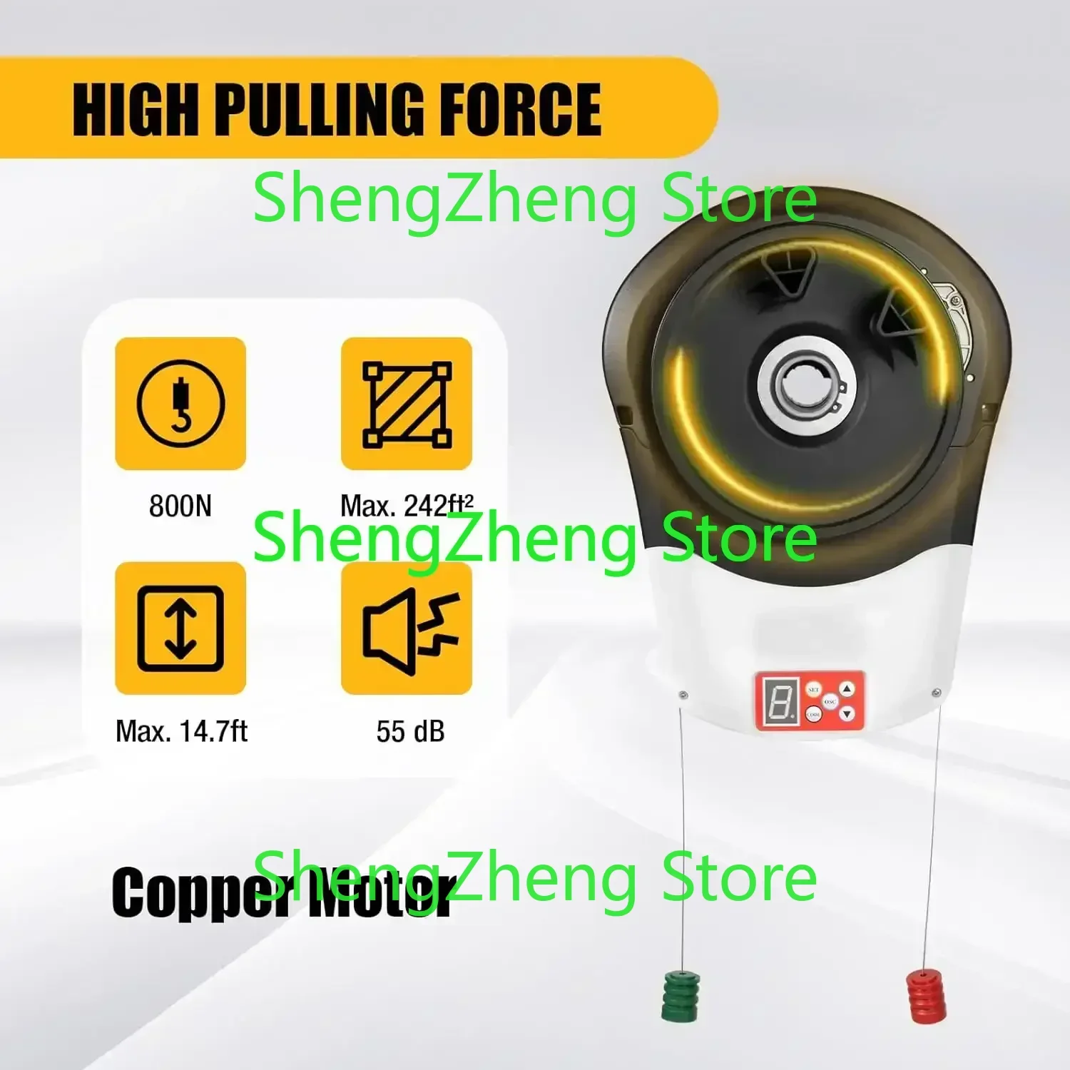 Electric Garage Roller Door Opener Motor, Auto Garage Roller Door Motor with Led Light+2 Remoter