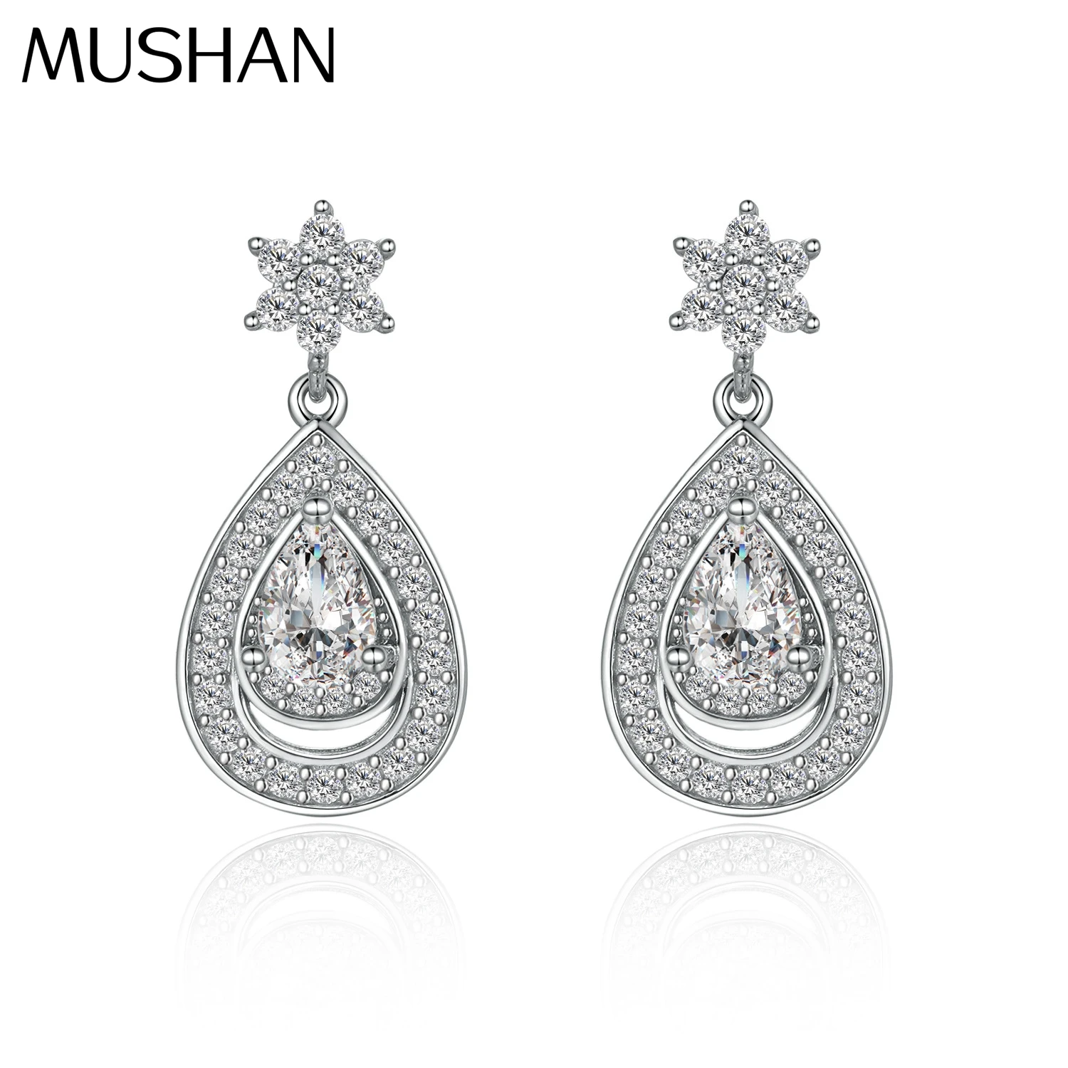 

MuShan Luxury Jewelry 925 Sterling Silver Earrings Zircon 7A Hoop Daytime for Wife 18K Real Gold Plated Fine Jewelry Earring
