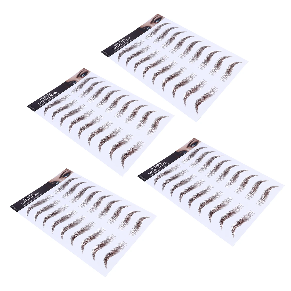 

4 Pcs Waterproof Eyebrow Transfers False Cosmetics Stickers Reusable 6D Hair Like Brow Paper Soy Ink Brow Grooming Tool