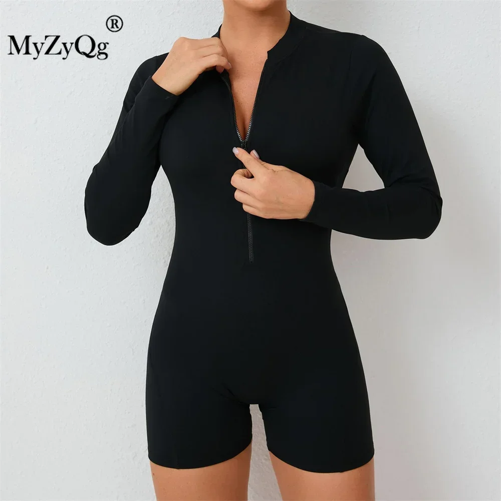 MyZyQg Women Long Sleeve Back Hollow Jumpsuit Tight Breathable Air Sports Playsuit Buttock Lifting Quick Dry Yoga Bodycon