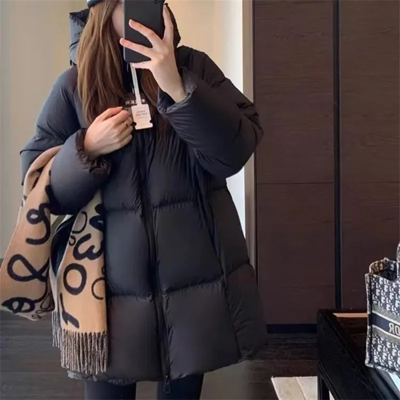 

Beibei Puff 2025, зимнее облако, новое женское хлопковое пальто с капюшоном, короткое толстое хлопковое пальто средней длины, женское теплое хлопковое пальто