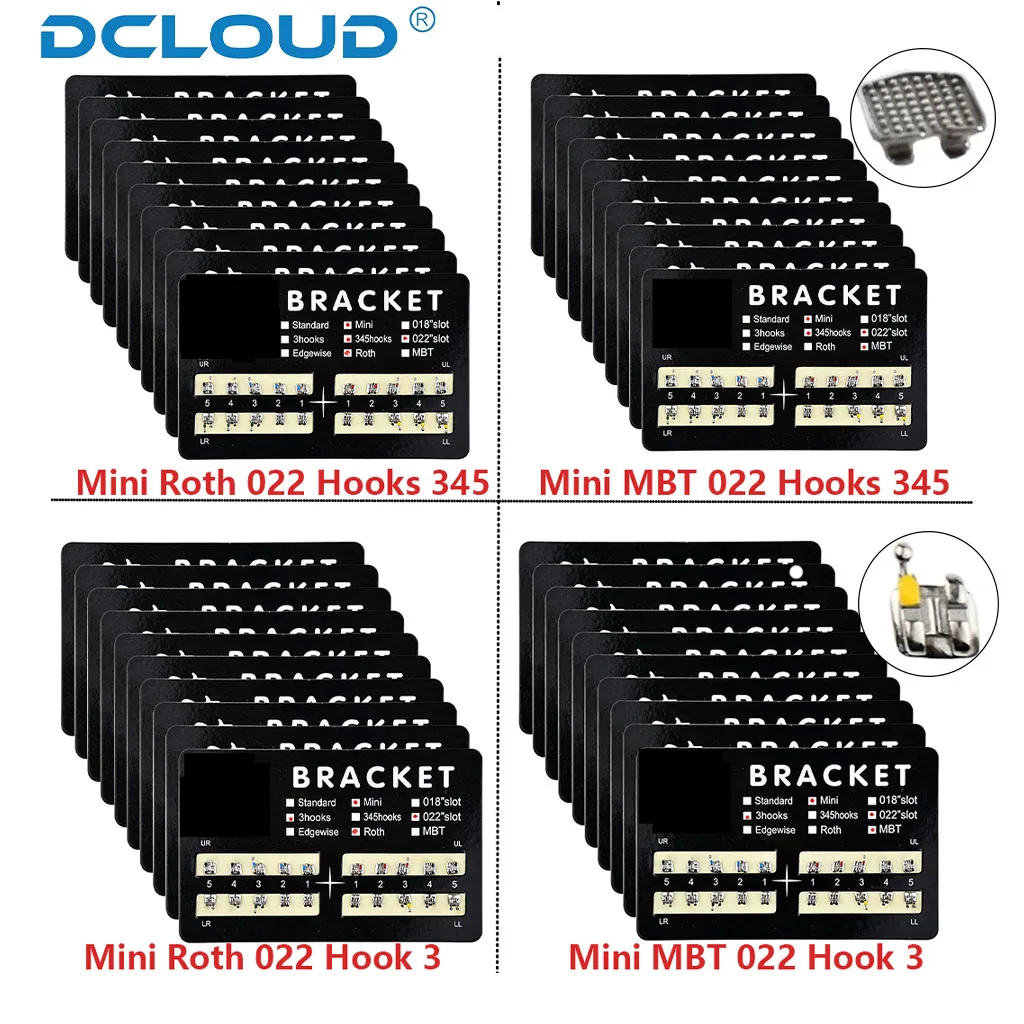 200 Stück = 10 Packungen Zahnkieferorthopädische Metallklammern Zahnspangen Monoblock MIM Mini Roth/MBT Solt 0,022 3/3-4-5 Haken Zahnmedizinmaterialien – Detail 4