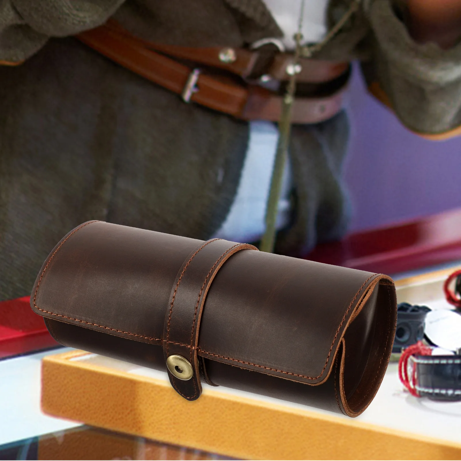 

1Pcs Watch Box Retro Durable Single Slot Organizer Portable Storage Case for Watches Jewelry Retro Watch Box