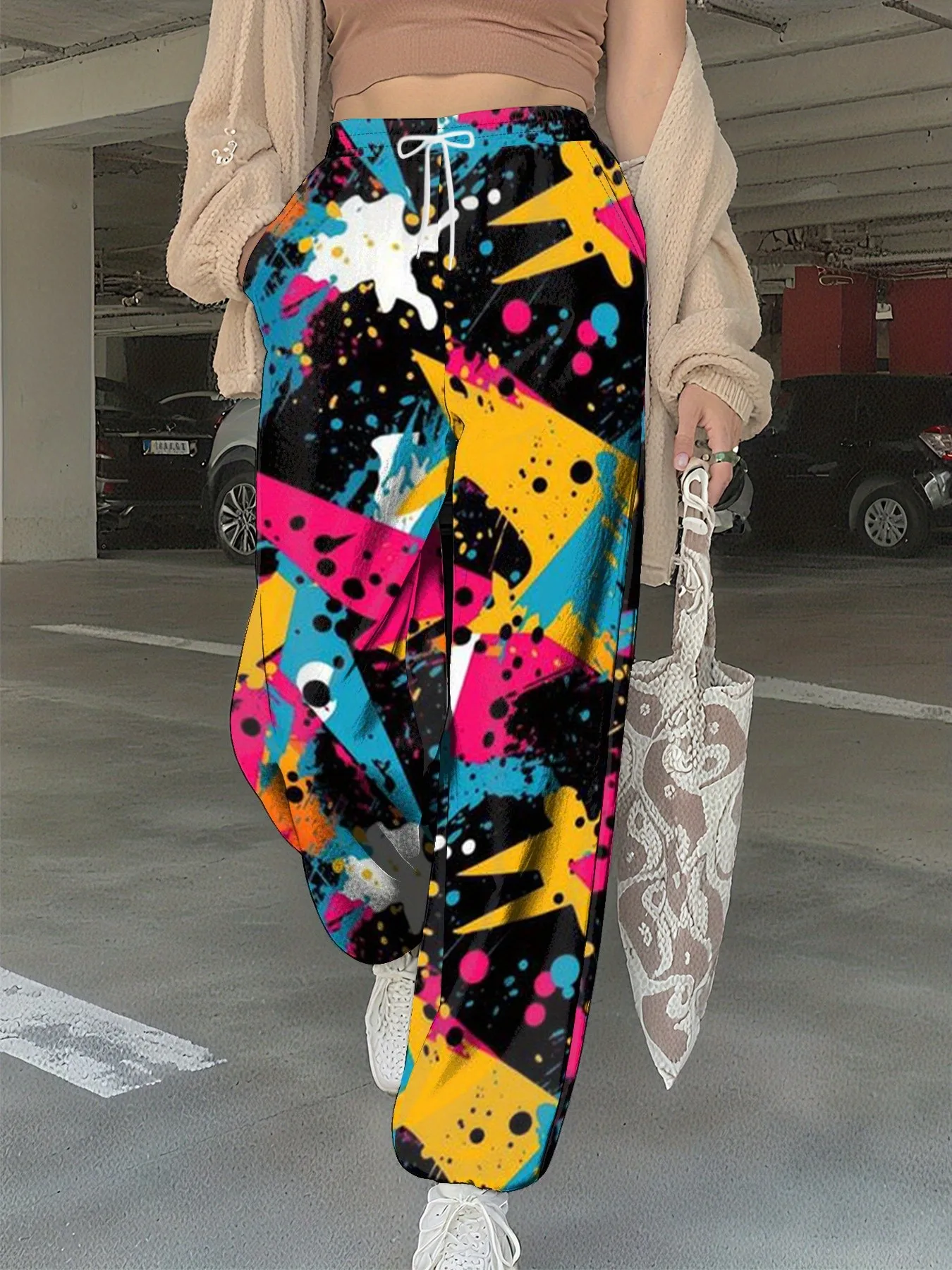 2026 autumn and winter new style street fashion casual comfortable easy-matching 3D graffiti pattern printed women's pants
