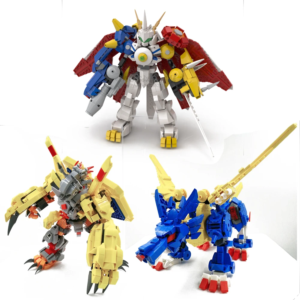 Digimon Anime Figure Dolls Children's Toys War Greymon Metal Garurumon Omegamon Blocks Model Action Figure Kids Toys