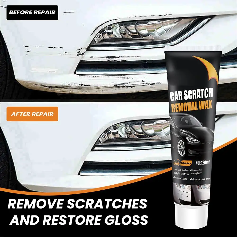 Car Scratch Removal Wax Kit,120ml Auto Paint Scratch Repair Polish with Sponge&Towel,Car Detailing Wax for Light Scratches Stain