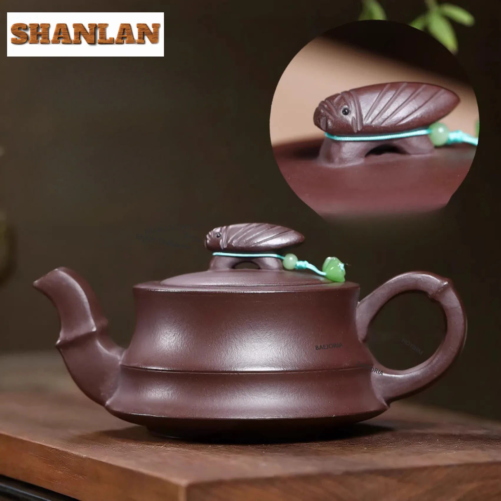 340ml Classic Yixing Purple Clay Teapots Handmade Cicada Chirping Pot Raw Ore Mud Tea Making Kettle Zisha Tea Set Cafes Gifts