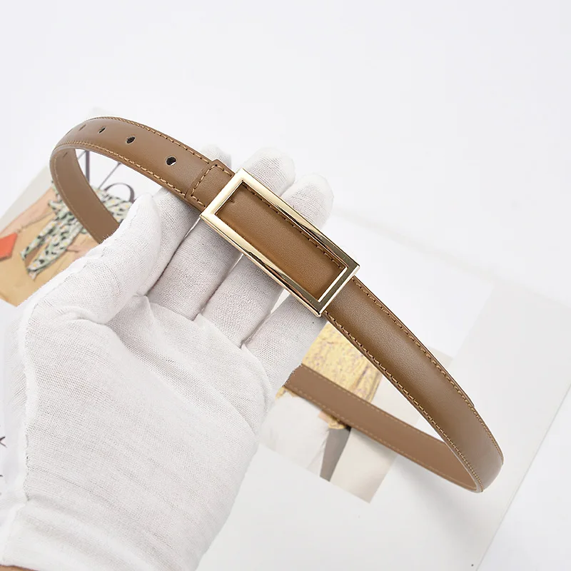 Thin belt with skirt genuine leather small belt Korean style simple matching decorative dress belt women