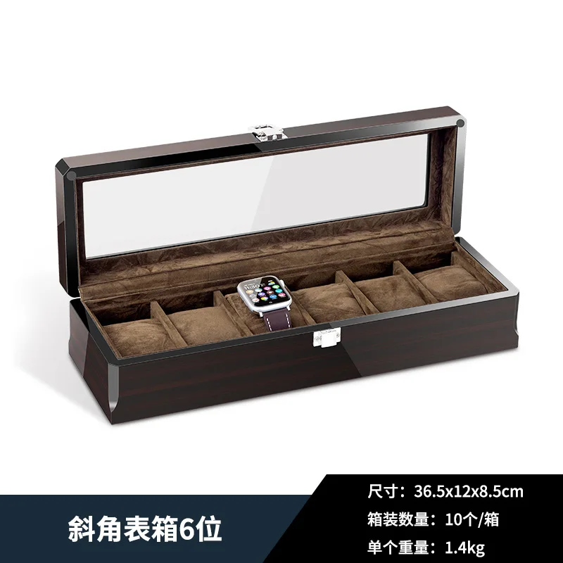 Wholesale more than 8 watch box storage box high-grade lacquer ebony grain watch box jewelry box