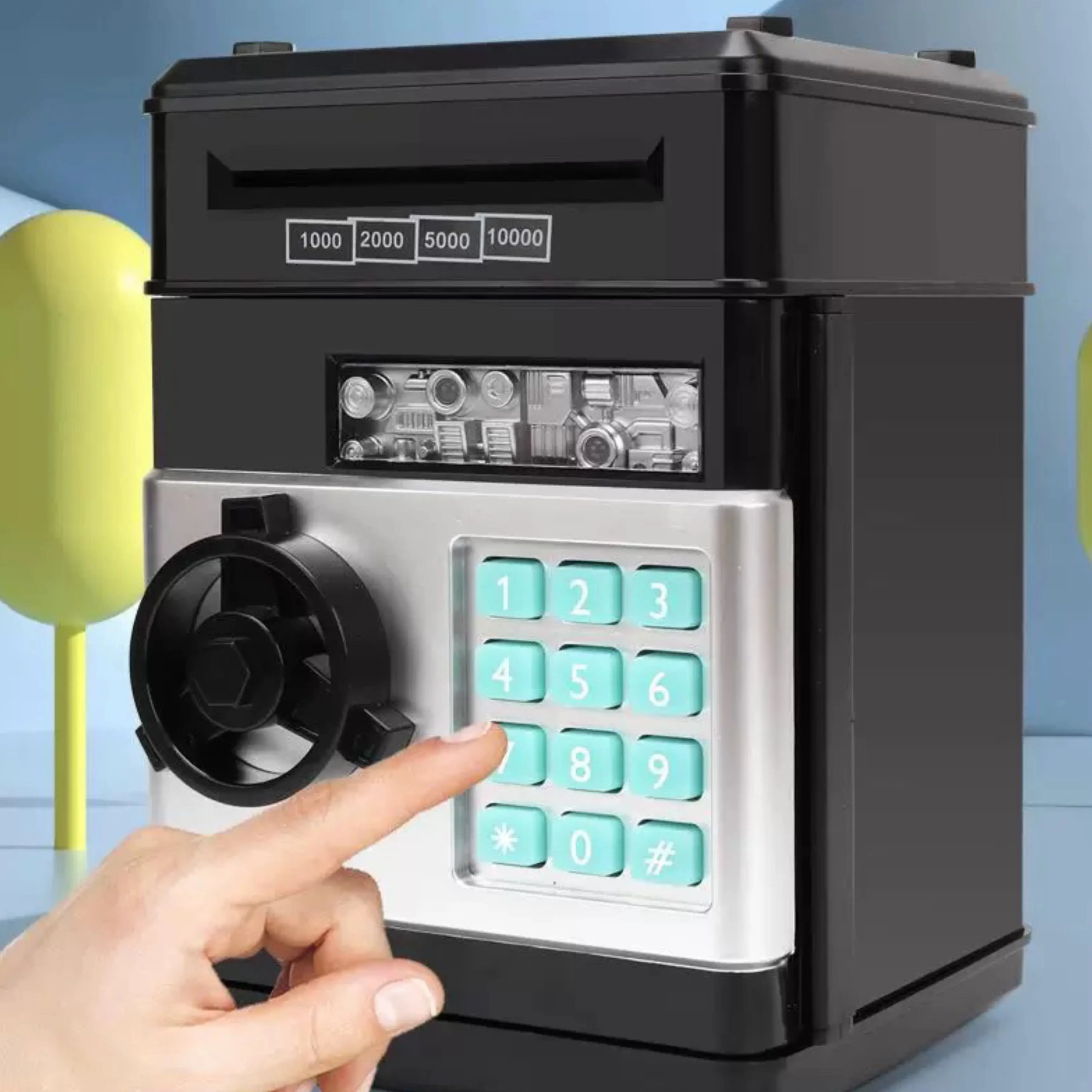ATM 돼지 저금통 금전 등록기 어린이 미니 금고 동전 교환 소년 소녀 장난감 어린이 돈 절약 기간 놀이 돈