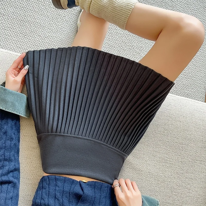 Dames herfst elegante a-lijn gebreide minirok hoge taille plooirok femme