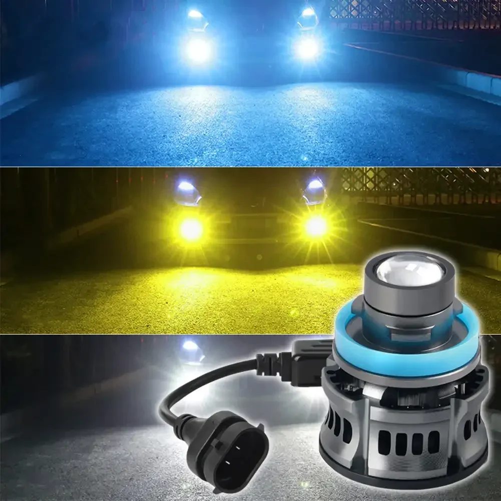 New Car H7 H11 Lens Headlight Laser Lens Led Fog Light Bulb 12V H8 H9 9006 HB4 Fog Lamp White Yellow Ice Blue Turbo Fog Light