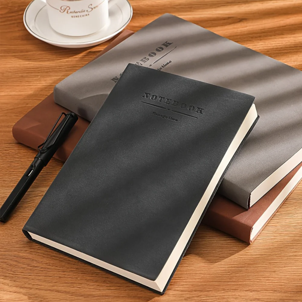 

Simple Leather A4 Notebook Thickened Soft Cover Meeting Record Handbook Blank Lined Travelers Journals Agenda Notepad School