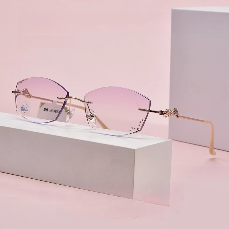 

Exquisite Design Top Rimless Diamond cutting Square Alloy Fashion Sunglasses men women outdoor Driving Riding UV400 Protection