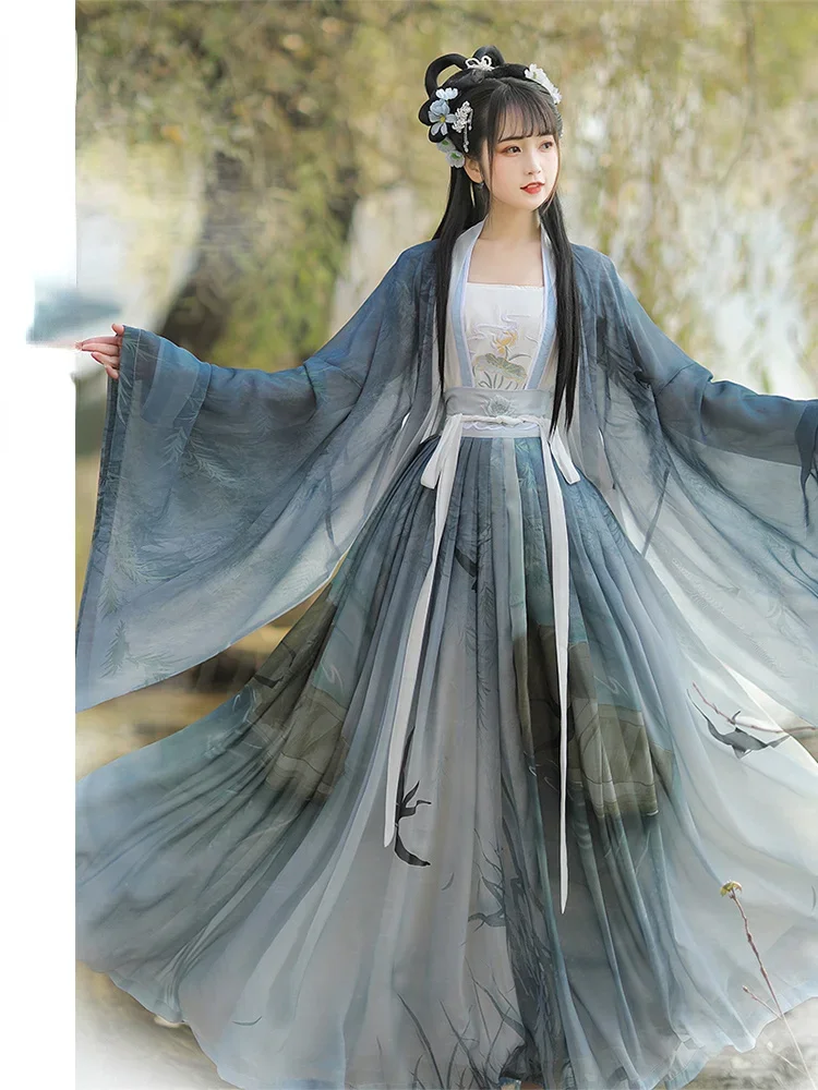 

New Hanfu Dress Folk Dance Costume Chinese Traditional National Fairy Costume Ancient Han Dynasty Princess Stage Outfits Trend