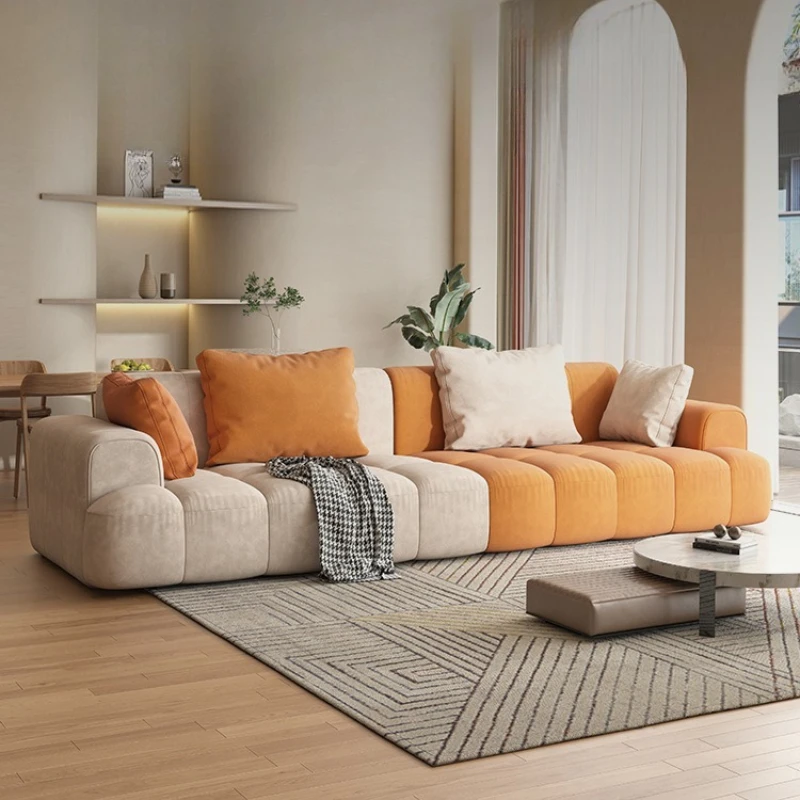 

Italian minimalist cream wind puff sofa, small apartment living room cloud sofa