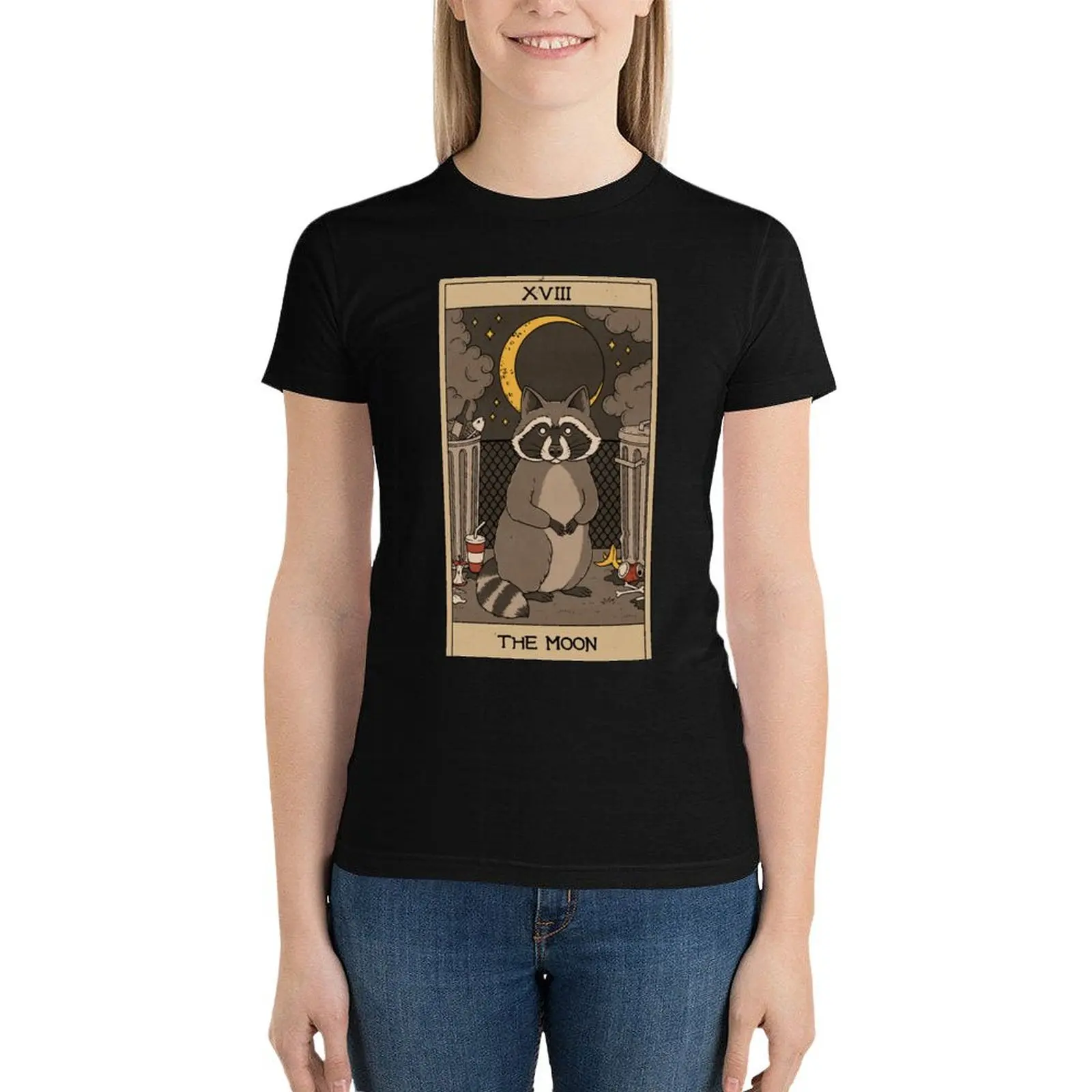 The Moon - Raccoons Tarot T-Shirt summer clothes tops aesthetic clothes Women's summer blouses 2024