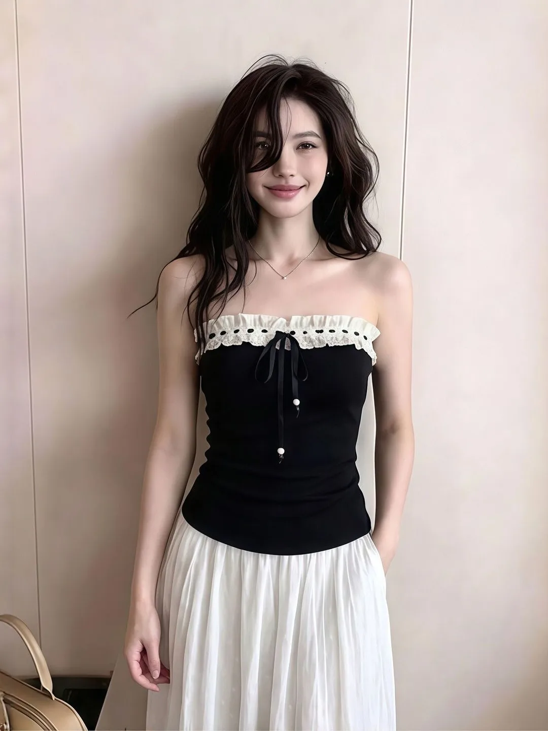 Pure Desire Lace Trim Tube Top Women's Summer 2026 Slimming Slim Fit Prevent Exposure Sleeveless Shirt Korean Style Commute