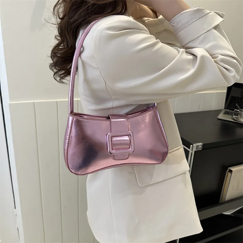 

Fashion Solid Color Women Handbag PU Leather Underarm Shoulder Bags Female Daily Top-handle Tote Purse Subaxillary Bag For Women