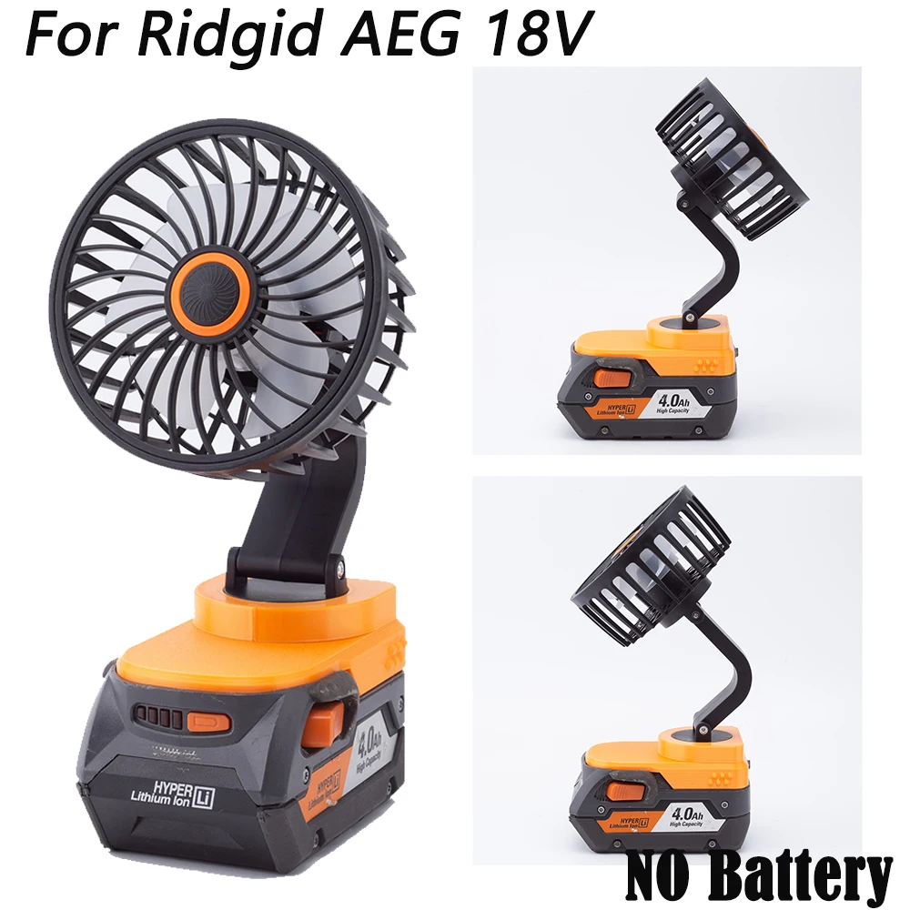Ventilador de Acampamento Portátil para Ridgid Aeg Bateria de Lítio 18v Alimentado sem Fio Caminhadas fã de Pesca Bateria Não Incluída