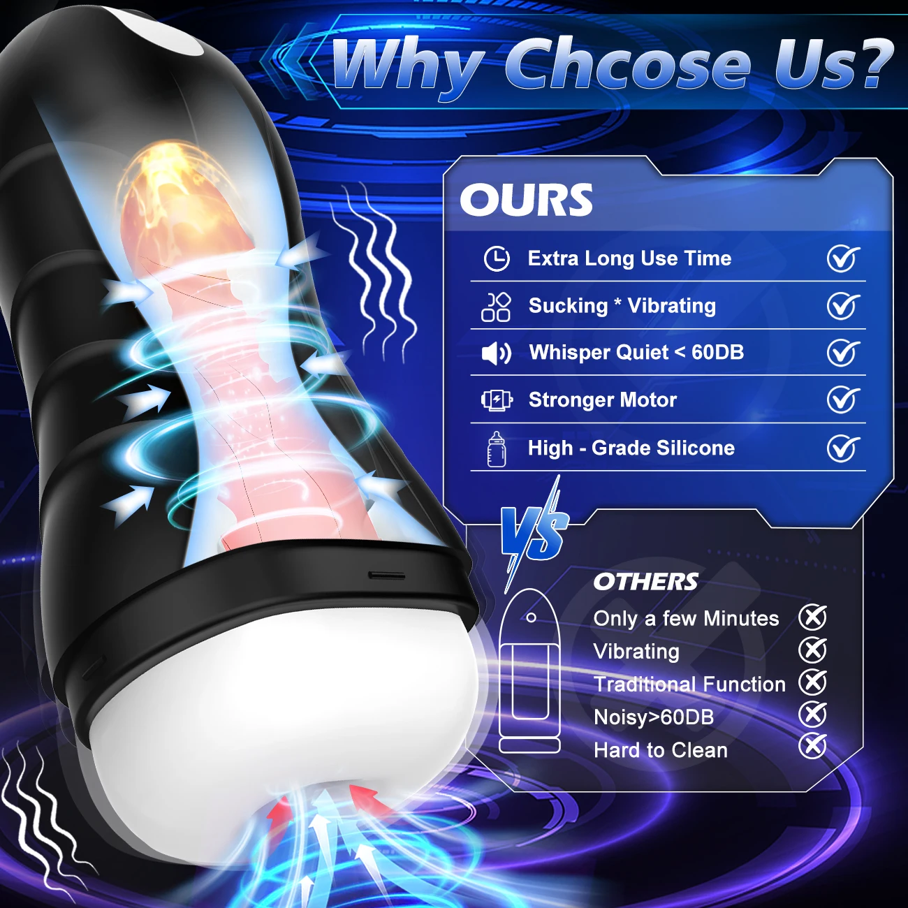 AIERLE Automatic Male Masturbator Vibration Blowjob Machine Masturbation Cup With 5 Sucking 10 Vibrating Modes Sex Toys for Men image 3