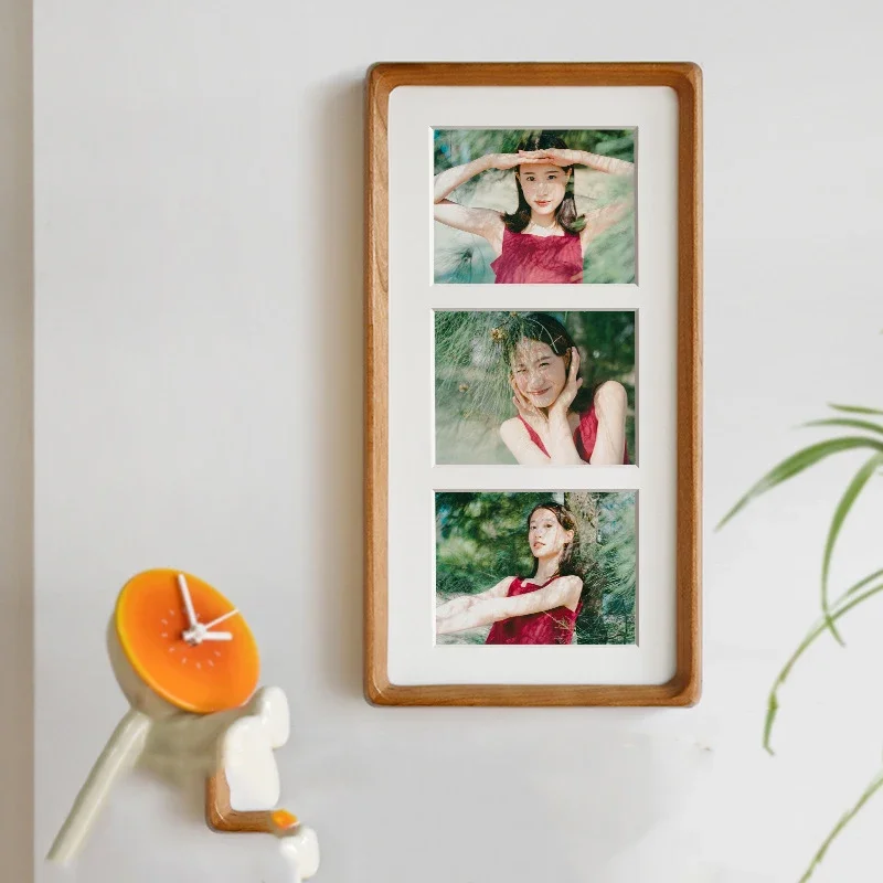 Solid Wood Rounded Corner Triple Photo Frame Elegant Picture Frame Couples' Wedding and Bridal Photos Stylish Display Home Décor
