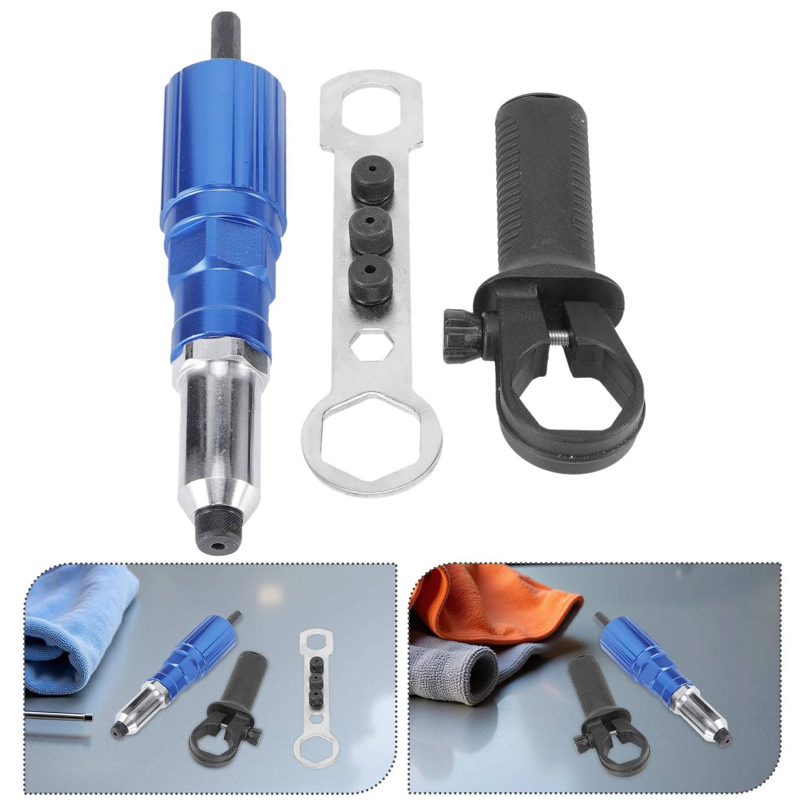 1Set Electric Rivet Gun Kit Aluminum Alloy Riveter Converter Heads for Cordless Riveting in Automotive Furniture