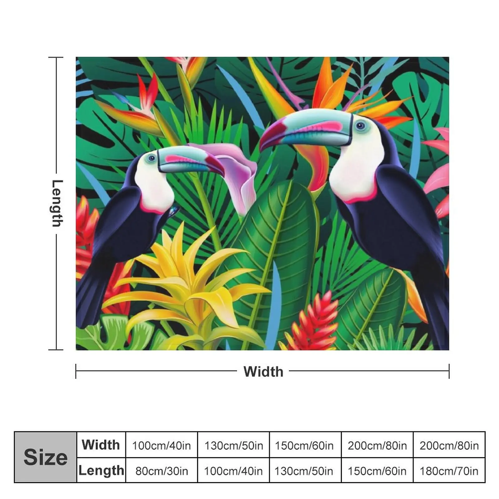 Tropical Toucans Pattern Throw Blanket Thin Decorative Sofas Blankets