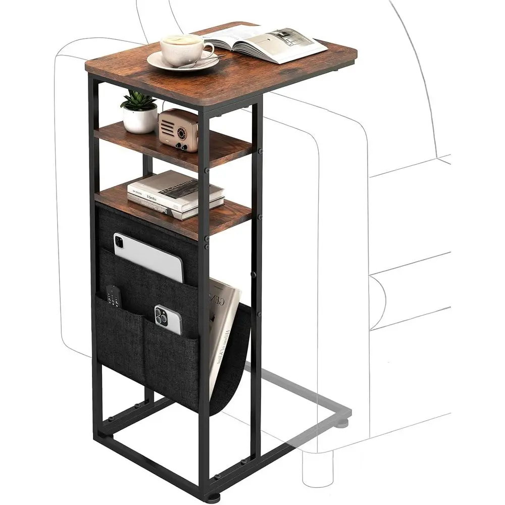 

C-образный зарядный столик, высота 28, 3-уровневое хранилище с сумкой, идеально подходит для гостиных и офисов