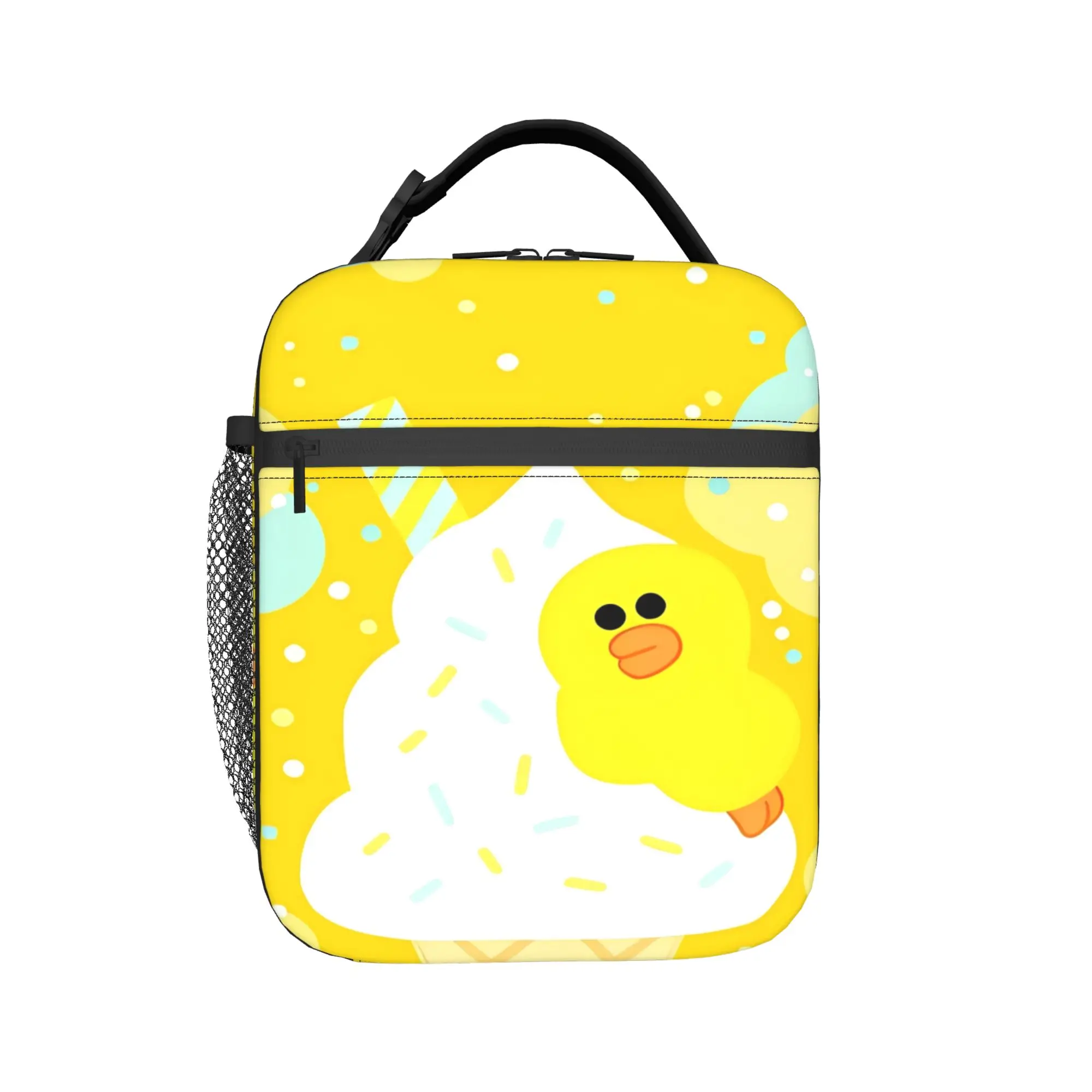 Cute Yellow Duck With Ice Cream On Yellow Lunch Bag  Outdoor Picnic Lunch Box For Child  Thermal Lunch Bags Oxford Cooler Bag
