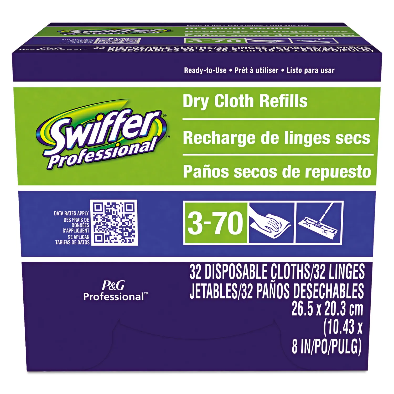 

Dry refill cloths white 10.625 inches by 8 inches 32 per box 6 boxes per carton