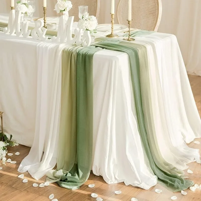 Table Path Valance Gauze Curtain Balinese Wedding Party Nordic Decoration Table Plain Beauty Lithe Chiffon Crepe Tablecloth