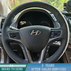 Customized Black Car Steering Wheel Braid Cover Hand Sewing Microfibre Leather For Hyundai I40 2011-2019 Auto Accessories