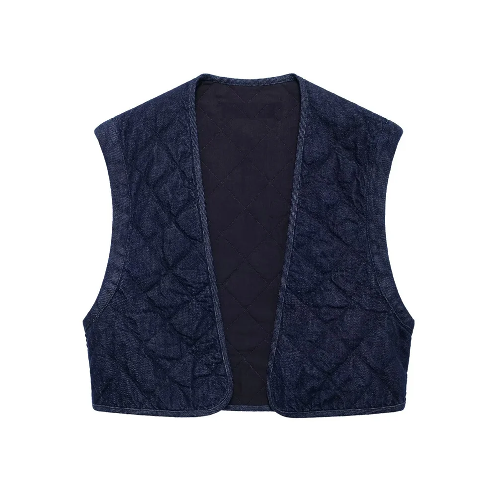 

Новый женский повседневный универсальный французский модный простой универсальный джинсовый хлопковый жилет в европейском и американском стиле