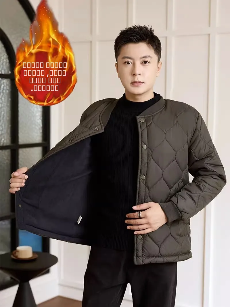 

Мужская утепленная фланелевая куртка с воротником-стойкой и флисовой подкладкой, осенне-зимняя повседневная одежда