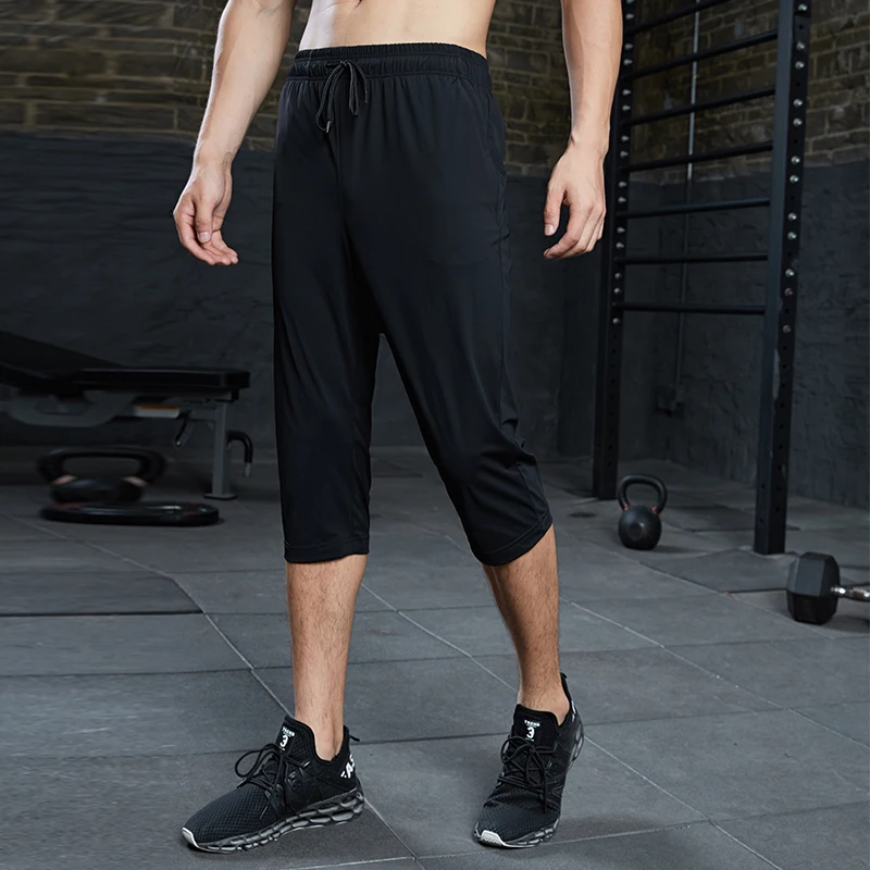 SONECHOKI Running Calf-length Pants Men Gym Joggers Loose Sport Trousers Printing Basketball Quick Dry Workout Bottom Male image 5