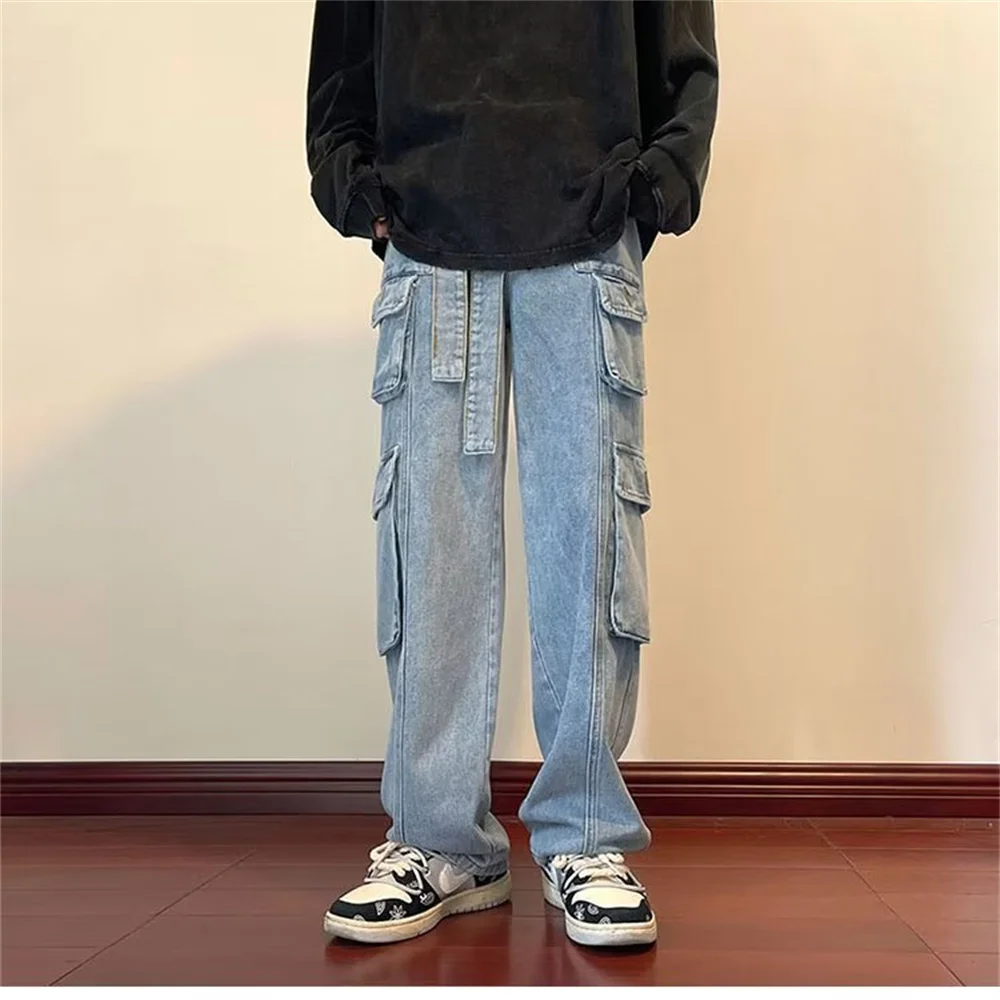 2023 Spring Autumn Trousers y2k baggy jeans for men Wide leg Pants Pockets Elastic Waist Streetwear Loose comfortable Pants