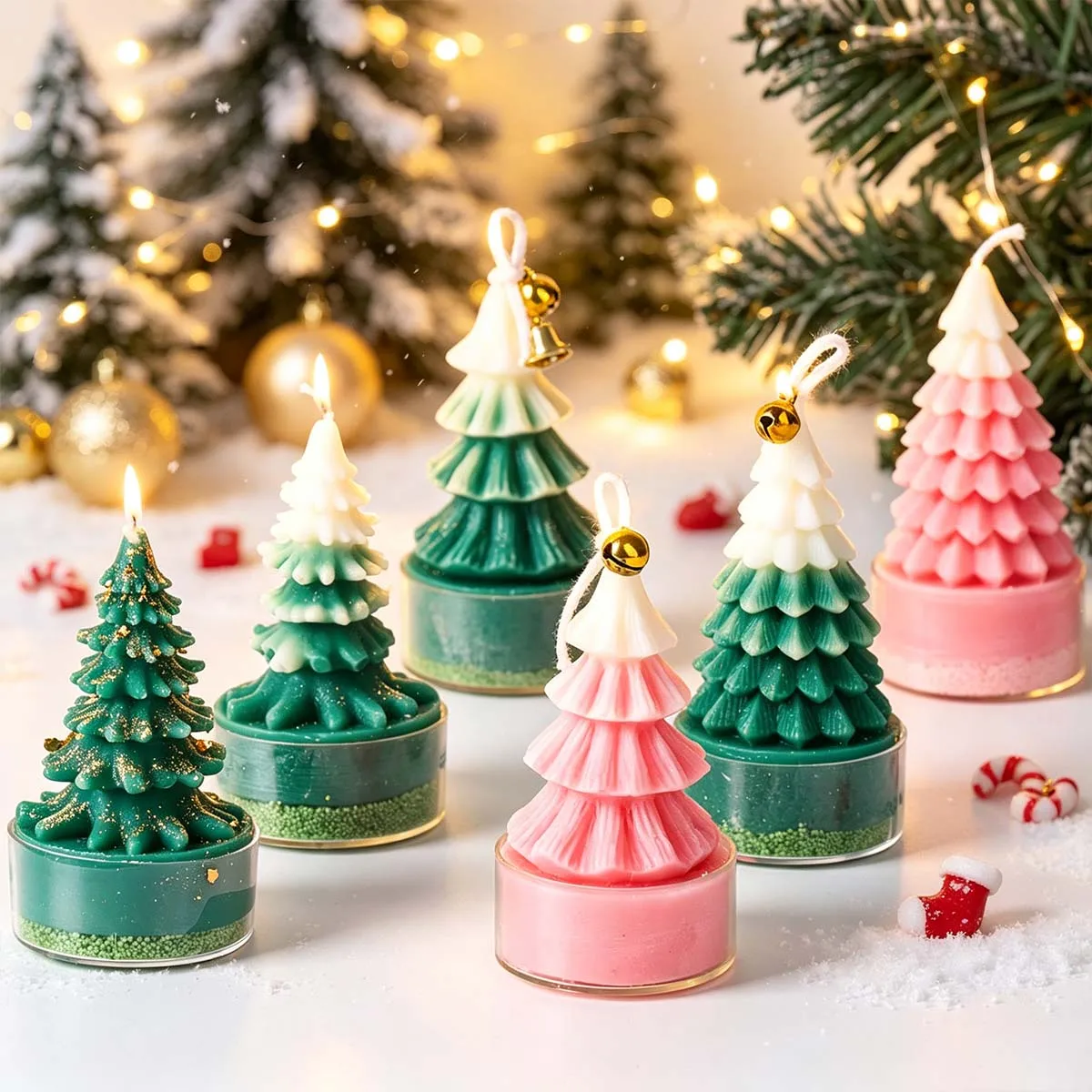 Xmas Ornament Silicone Candle Mold DIY Christmas Tree Soap Epoxy Resin Gypsum Craft Casting Molds Home Holiday Decor Tools