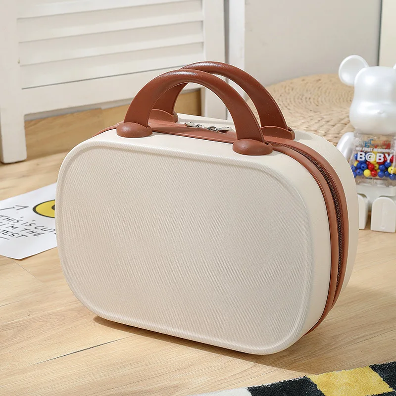 14 Inch Mini Hand Luggage Suitcase Girl Cartoon Cute Portable Suitcase for Women Simple Casual Travel Solid Color Cosmetic Bag