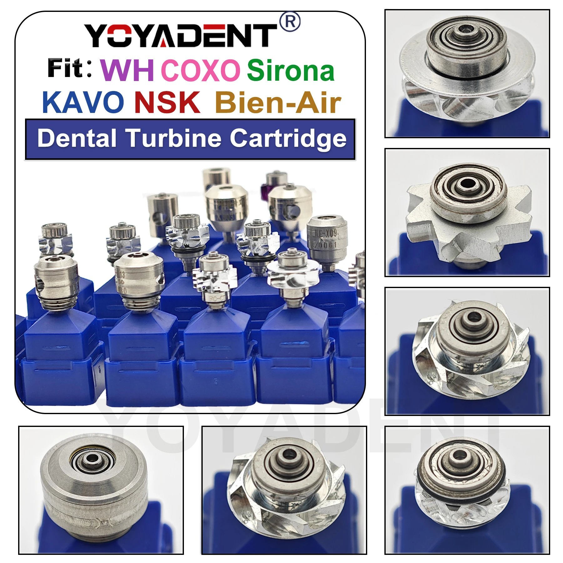 YOYADENT Cartuchos de Rotor de Turbina Dental, Rotor de Aire Compatible con WH NSK KAVO COXO SIRONA, Pieza de Mano de Alta Velocidad, Productos de Odontología