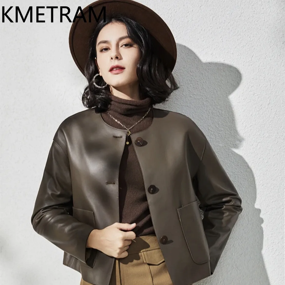 100% 天然シープスキンジャケット女性の高級ショート本革ジャケット女性の新アウター秋服 2025 Chaquetas