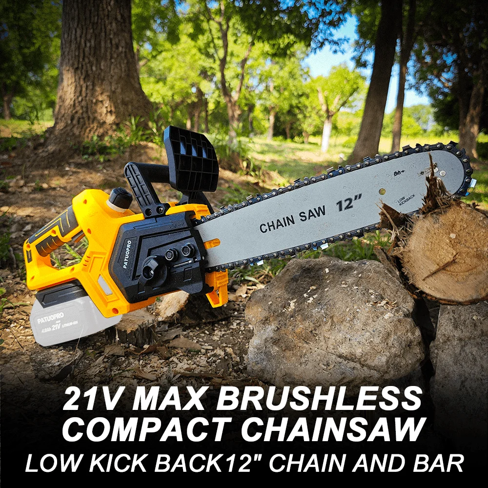12 Inch Cordless Brushless Chainsaw Battery Power Chain Saw Electric Saw Woodworking Cutting Power Tool fit Makita 18V Battery