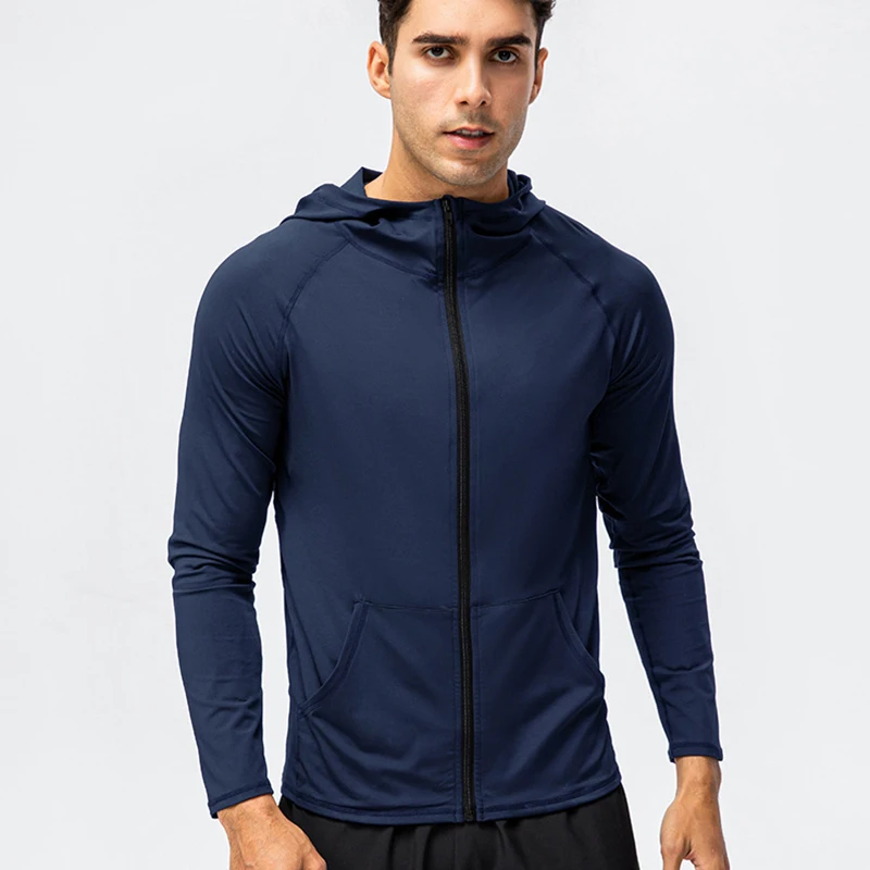 Men Running Jackets Gym Zipper Hooded Sport Jacke Jogging Training Fitness Sweatshirt Casual Running Sportswear