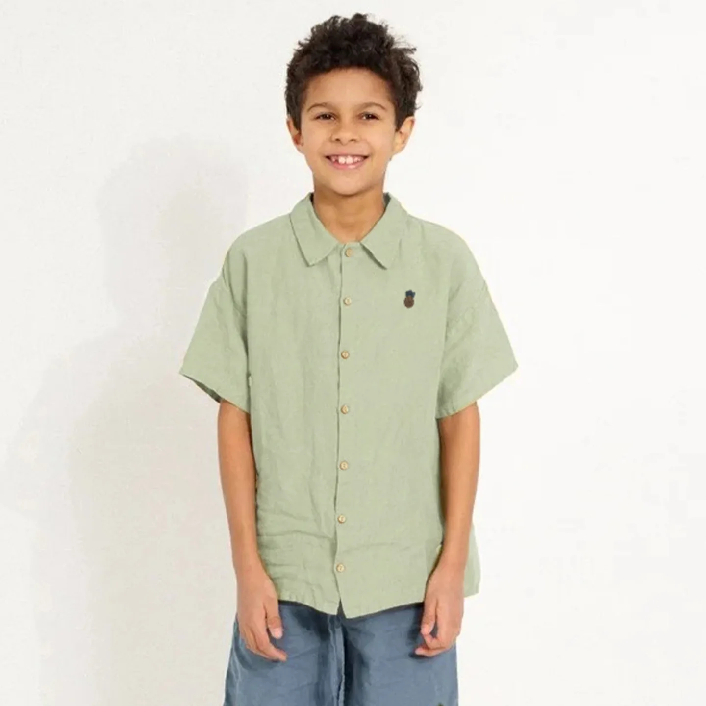 

Baby Turn-down Collar Short Sleeved Shirt for Boys and Girls 2026 Summer New Comfortable Breathable Children Shirt