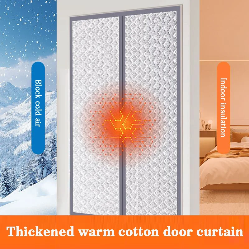 Winter thickened magnetic cotton door curtain - windproof and cold-proof，automatic closing-easy to install，home warmth retention