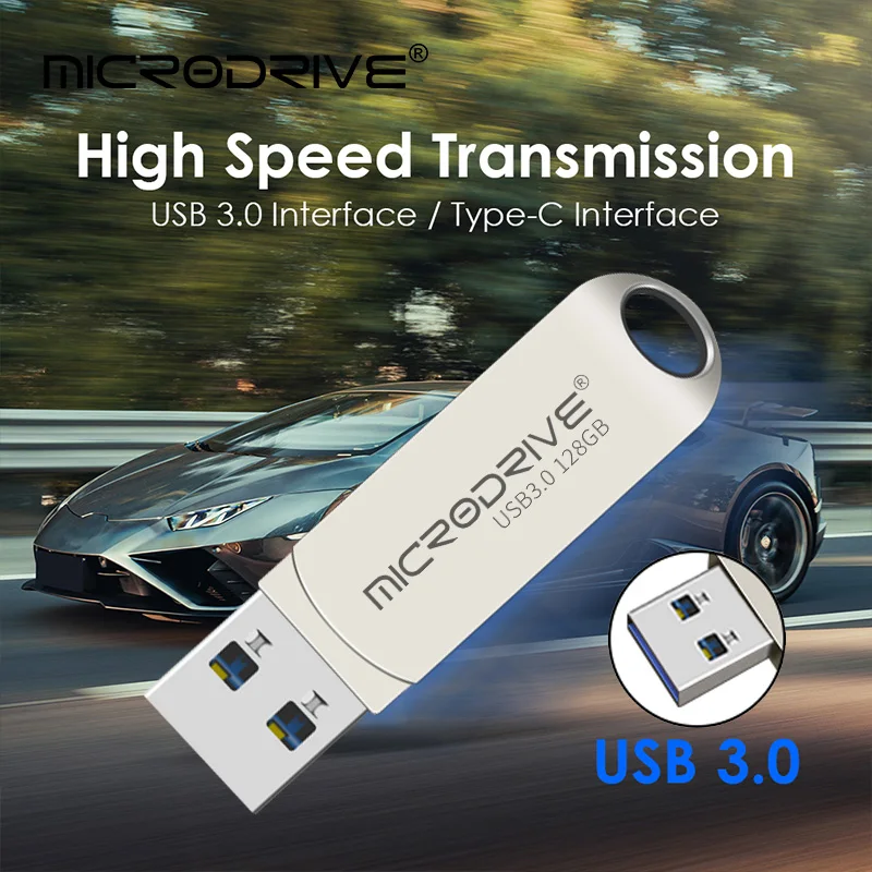 MicroDrive USB3.0 Flash Drive type-c 2 in 1 Pen drive TYPE-C Memory Stick 64GB 128GB 256GB U Disk image 4