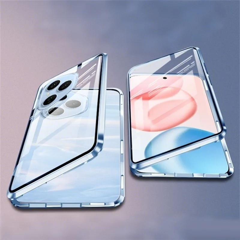 

Double Sided Glass For Honor 90 600 50 200 Smart 600e 400 Lite 70 Pro Plus Lens Protection Metal Magnetic Adsorption Cover Case