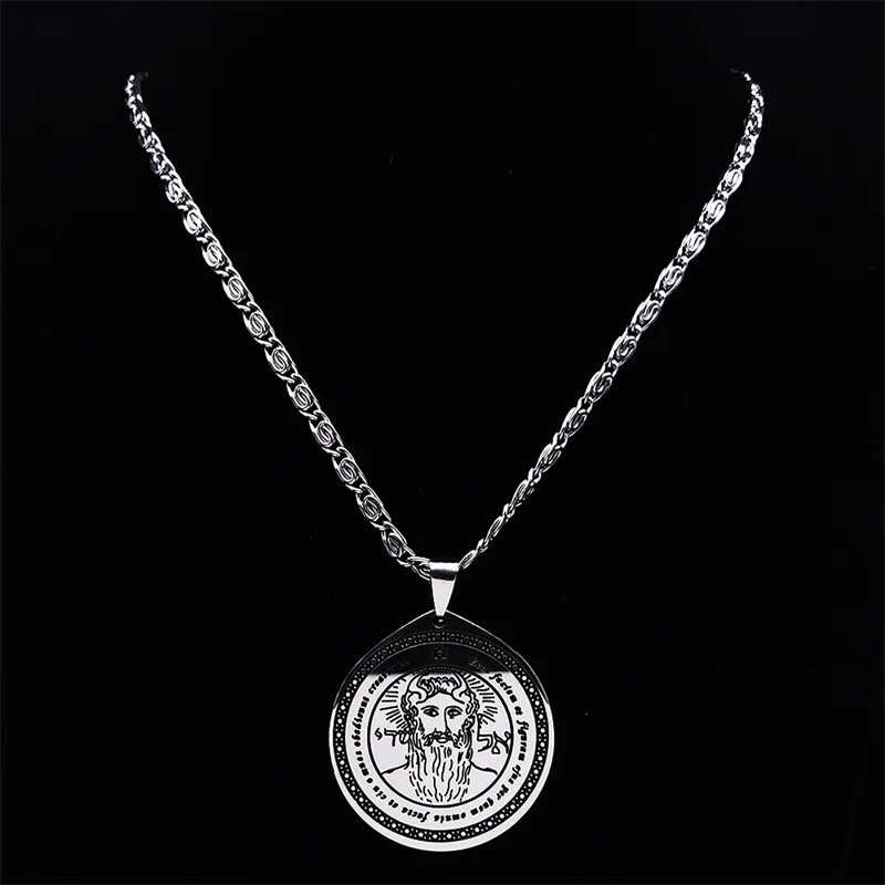 The First Pentacle Of The Sun Necklace Stainless Steel Key Of Solomon Seal Necklaces Talisman Jewelry collar hombre N2518S06